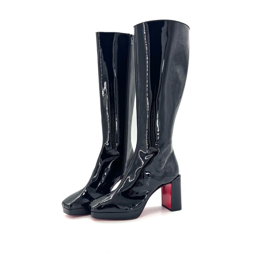 NEW Christian Louboutin Alleo 90 Patent Knee High Platform Boots 41